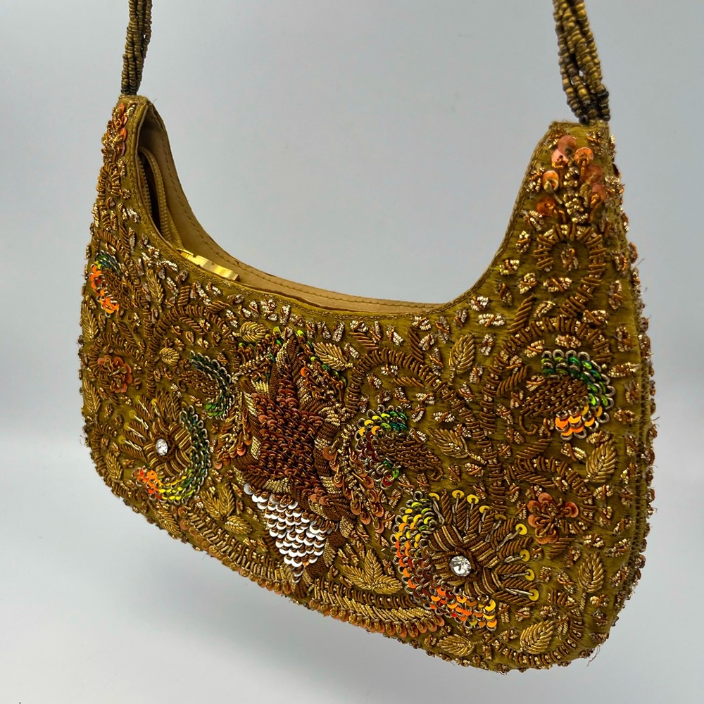 Vintage Beaded Embroidered Evening Bag – Gold/Bronze